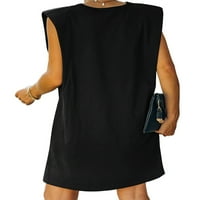 Pfysire жени лятна без ръкави с къса рокля отпечатани ежедневни рокли риза 01black m