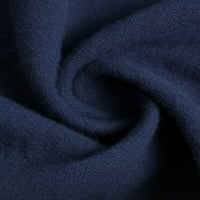 Дамски дълги рокли Джобни миди в Деколте елегантен Ръкав Тъмно синьо ШЛ