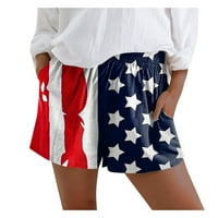 Небрежни шорти за женски дантели с разхлабен джоб американски флаг отпечатан къс панталон D0