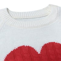 Xsylife дамски пуловери плетка плетка с дълъг ръкав кабел сърдечен пластир джъмперни върхове