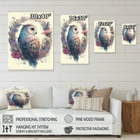Дизайнарт сладък сови флорални Арт ИИИ платно стена изкуство