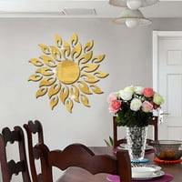 Наздраве ни слънчогледово огледало стикери за стени декор, кръгли акрилни DIY самозалепващи се стени изкуство огледални стенописни декорации за дома за хол
