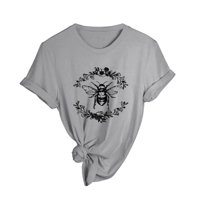 Дамски тениска с къс ръкав о врата пчели отпечатани Сладък леки жените прости дрехи улично облекло отдих плаж стил ежедневно тениска тройници