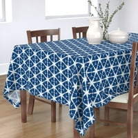 Памучна сатена покривка, 70 90 - Indigo Blue Shibori Tie Dye Star Diamond Geo Pattern Dark Print Custom Table Landing By Spoonflower