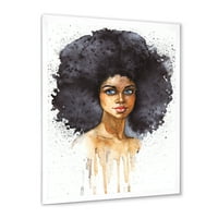 Дизайнарт 'портрет на афроамериканка х' модерна рамка Арт Принт