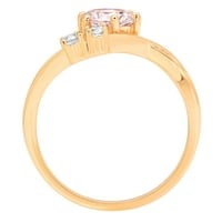 0. КТ брилянтен кръг нарязани симулирани розов диамант 14к жълто злато три камък пръстен СЗ 8