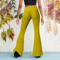Дължина на жените пълни ежедневни панталони пламват крак с висок талия панталони Женски панталони Жълти S