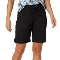 Женски къси панталони Дамски удобни летни къси панталони еластични джобове на талията на талията Небрежни плажни панталони черно