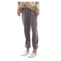 Женски моден стил чист коралов кадифе домакински панталони удобни панталони сиви с един размер