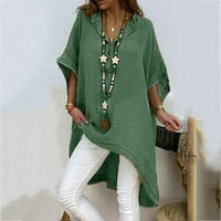 drpgunly дамски върхове модни ежедневни разхлабени v-образни деколте с къси ръкави твърди върхове блуза върхове за жени дамски моден полиестер зелено xxxl