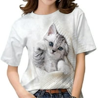 Женски тениска тениска за животински принт с къси ръкави летни върхове удобни туника блуза празник тий стил b 3xl