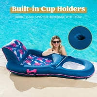 Loosh Luxury Pool Lounger, Лесна ума вода на салон за надуване на басейн и лежащ с глава с глава за възрастни плувен басейн Партиране на летни дейности