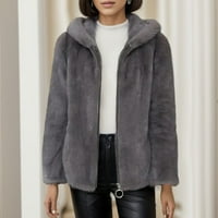 Женски модни цип на ежедневни модни леки върхове с дълъг ръкав зимно яке палта за жени сиви размер xl