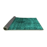 Ahgly Company Indoor Rectangle Abstract Turquoise Blue Contemporary Area Rugs, 4 '6'