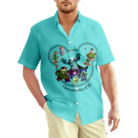 Хавайски ризи за мъже и момчета Monster University University Print Редовно прилепване на небрежен къс ръкав бутон надолу хавайски ризи летни плажни ризи за възрастни деца