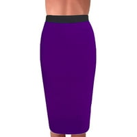 Дамска пола модна дамска пола на тялото по пола в средата на талията тънък пачуърк пола пола на коляното лилаво лилаво