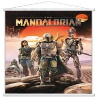 Междузвездни войни: Мандалорският - групов стенен плакат с дървена магнитна рамка, 22.375 34