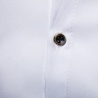 Мъжки тениски за модна роза за печат Редовно прилягане бутон с дълъг ръкав надолу Turndown Collar Tees Небрежна ежедневна работна риза блуза бяло xl