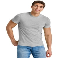 Hanes Originals Мъжки памучни джобни тениски светла стомана s