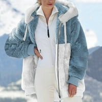 Женски върхове, якета и просвет, модни дамски топло яке от фау на зимата Zipper дълъг ръкав връх