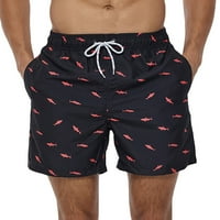 Мъжете дишащи къси панталони плюс размер дантелени водоустойчиви квартални плажни къси панталони с джобове Лятна еластична талия Небрежно плуване на стволове Диня червена L
