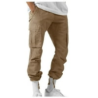 Подаръци за Коледа, Мъжки товарни панталони Строителни панталони за мъже Разхлабени спортни джобове дълги панталони панталони khaki l