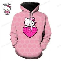 Аниме Hello Kitty Hoodies Hello Kitty Print Pocket Jacket Hip Hop Streetwear Sweatshirts Жени хараджуку ежедневни палта y2k върхове