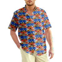 4 юли Мъжката хавайска риза САЩ Национален флаг Графична 3D риза яка ежедневна почивка с къси ръкави за печат облекло за облекло за печат на реколта скала
