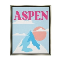 Ступел индустрии Аспен снежен планински връх графично изкуство блясък сиво плаваща рамка платно печат стена изкуство, дизайн от Лил Рю
