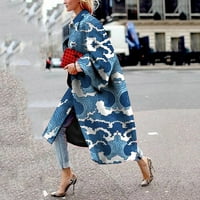 Дамско грахово палто модно отпечатано джобно яке външни дрехи жилетка палта дълги палта за жени