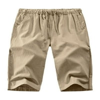 Капрез Мъжки панталони от капри твърд цвят йога панталони капризи капризи свободни панталони еластични дъна на талията khaki 2xl