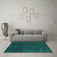 Ahgly Company Indoor Rectangle Abstract Turquoise Blue Contemporary Area Rugs, 3 '5'