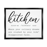 Ступел индустрии Смешно кухня фраза определение готвене Типография графично изкуство струя черно плаваща рамка платно печат стена изкуство, дизайн от букви и облицовани