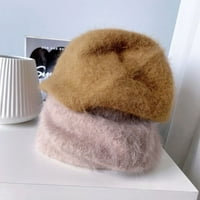 Cocopeaunt от висок клас есен и зима Angora Rabbit Wole Pile Hats Жените с чиста цветна плетена шапка на пуловер Елегантна пуловерска шапка мека шапка