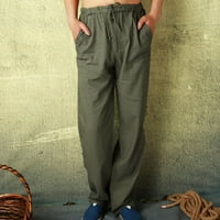 Б91хз Мъжки Тренировка Панталони Мъжки Мода Памук Плюс Размер Случайни Ластик Джобове Дълги Панталони Зелено, Размер Л