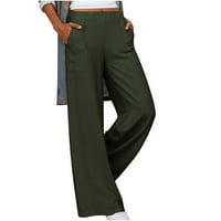 Дълги панталони жени продажба модна ежедневна памучна бельо еластична талия дълги прави панталони жени суитчъри дълъг панталон с дължина на краката в стил style p армия зелено xl