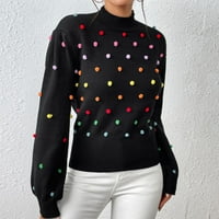 Дамски пуловер с качулка пуловер женски моден ежедневен цвят дълъг ръкав кръгъл пуловер пуловер плетен свободен отгоре