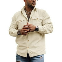 Хана Мода Случайни Мъжки Ризи мъжки пролет и есен стил триизмерен кръпка джоба яке бутон печат яке мъже