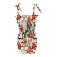 Amousa Summer Fashion Floral Print Tibed Detail Frill Hem Shirred Mini рокля за жени