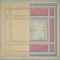 Дизайн за боядисана декорация на таван в каишка и отпечатък на плакат на Rinceau от Jules-Edmond-Charles Lachaise