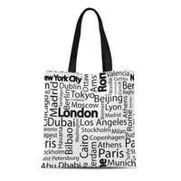 Платно тотална чанта Градски градове на световните имена модел Париж пътуване за многократна употреба на чанти за пазаруване на хранителни стоки