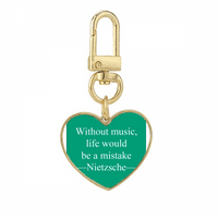 Музика цитати Life Art Deco Fashion Gold Heart Keychain Metal Keyring притежател