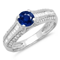 DazzlingRock Collection 14k Blue Sapphire & White Diamond Politaire с акценти годежен пръстен, бяло злато, размер 7.5