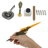Комплект химикалка, метален притежател на писане, писане на писалка от неръждаема стомана Материал за penmanshippractice за арт проект оранжево