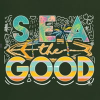 Див Боби море добрият сърф слънце изгрява добри вибрации любител на природата Унис суитчър, горско зелено, 3х-голям
