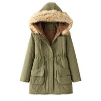 Отопляеми якета за жени Просвет дамски топли качулки с дълги палтоки тънък зимни парки изходни палта върхове с джобове