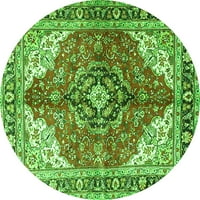 Ahgly Company Indoor Round Medallion Green Traditional Area Cugs, 4 'Round