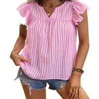 Женски сладък джингъм нарязани горни розови блузи xl xl