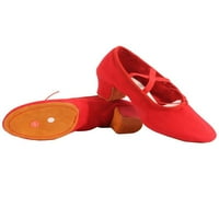 Момичета И Момчета Балет Комфорт Приплъзване На Джаз Обувки Деца Практика Буци Петата Танц Обувки Светещи Помпи Червено-11.5 С