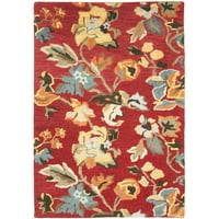 Blossom Molly Floral Flowers Wool Area Rug, Red Multi, 4 '6'